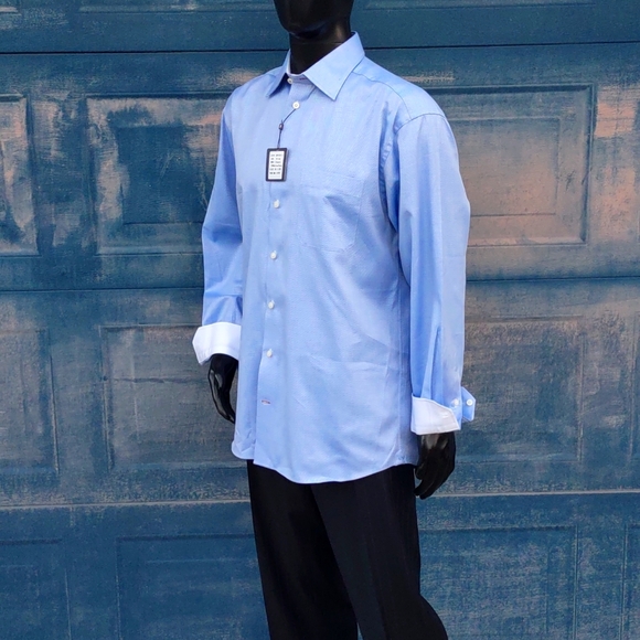 Paul Betenly Men's Classic Fit Lt. Blue Luxury dDess Shirt - Picture 11 of 17